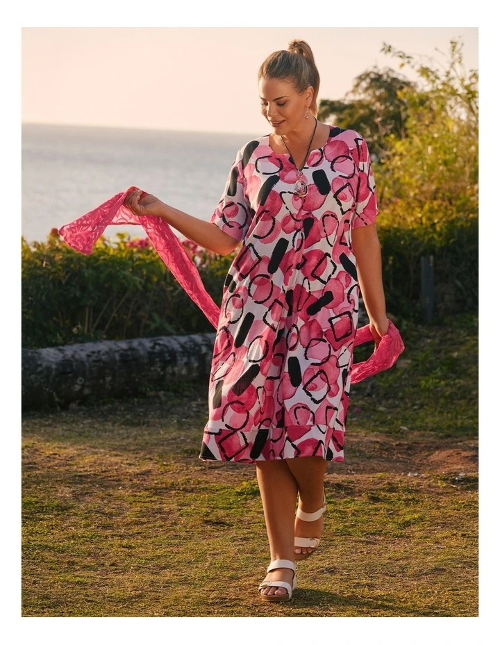 Natural Kira Abstract Midi Dress Print image 4