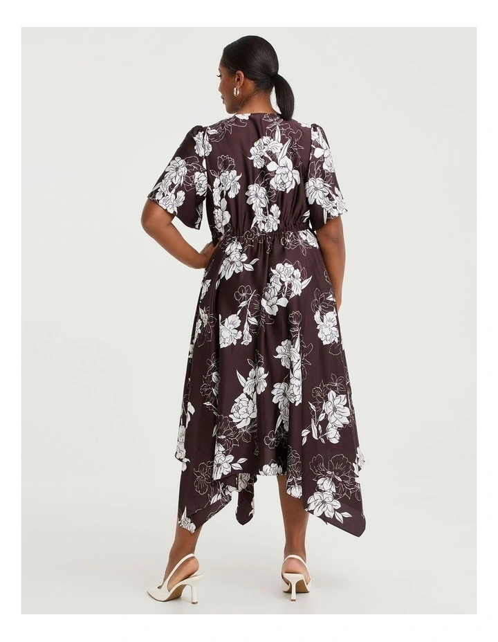 Stencil Floral Midi Event Dress Floral image 2
