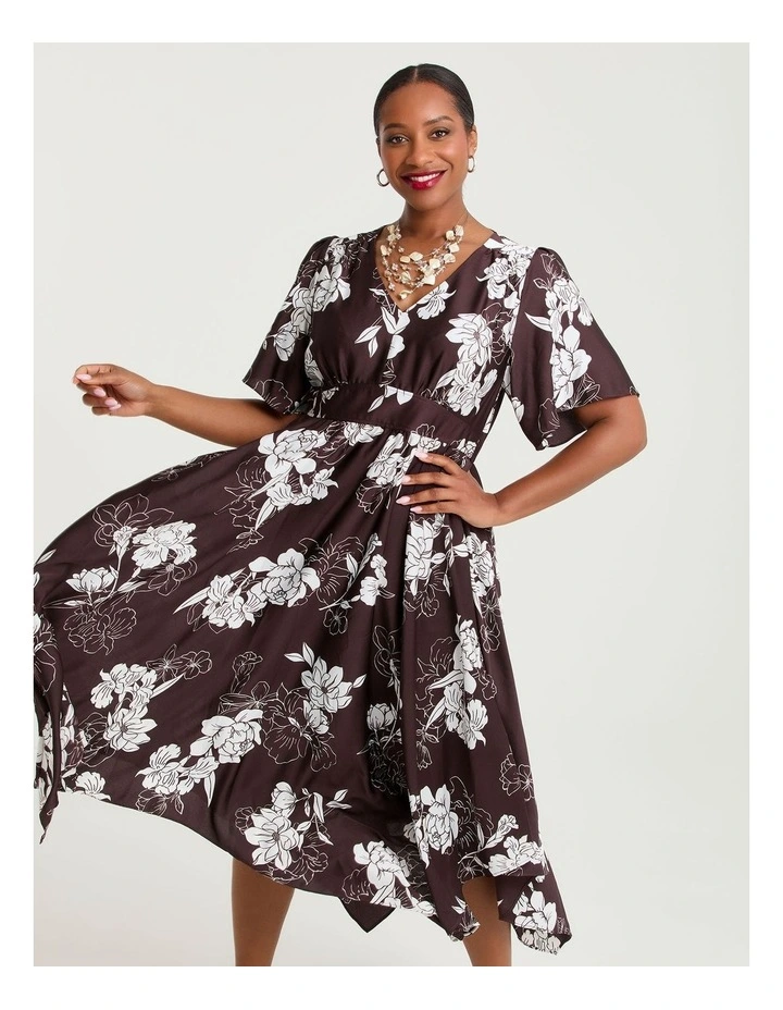 Stencil Floral Midi Event Dress Floral image 3