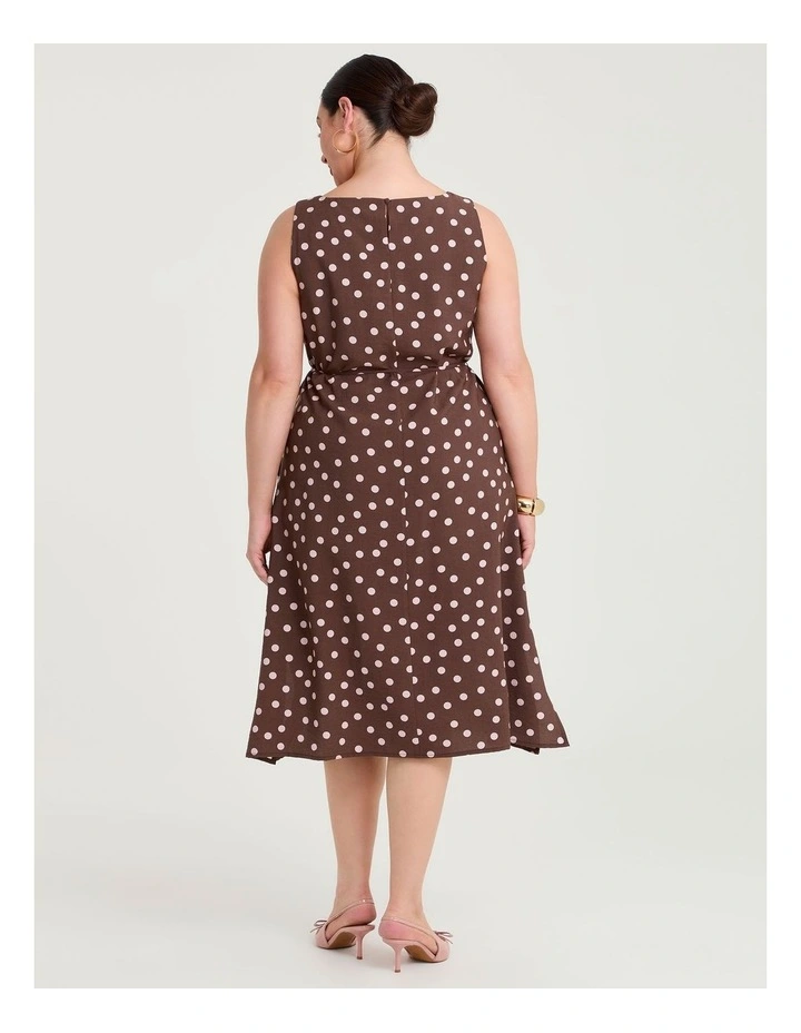 Julia Polka Dot Midi Dress Chocolate/pink image 2