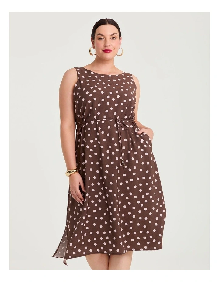 Julia Polka Dot Midi Dress Chocolate/pink image 3