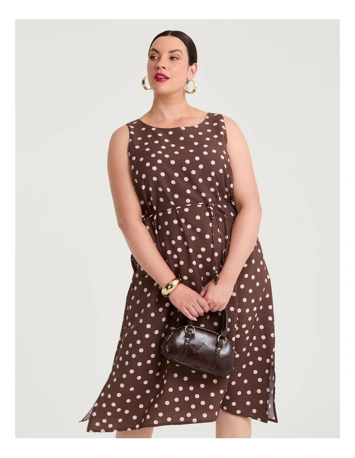 Julia Polka Dot Midi Dress Chocolate/pink image 4
