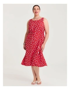 Julia Polka Dot Midi Dress Red/white