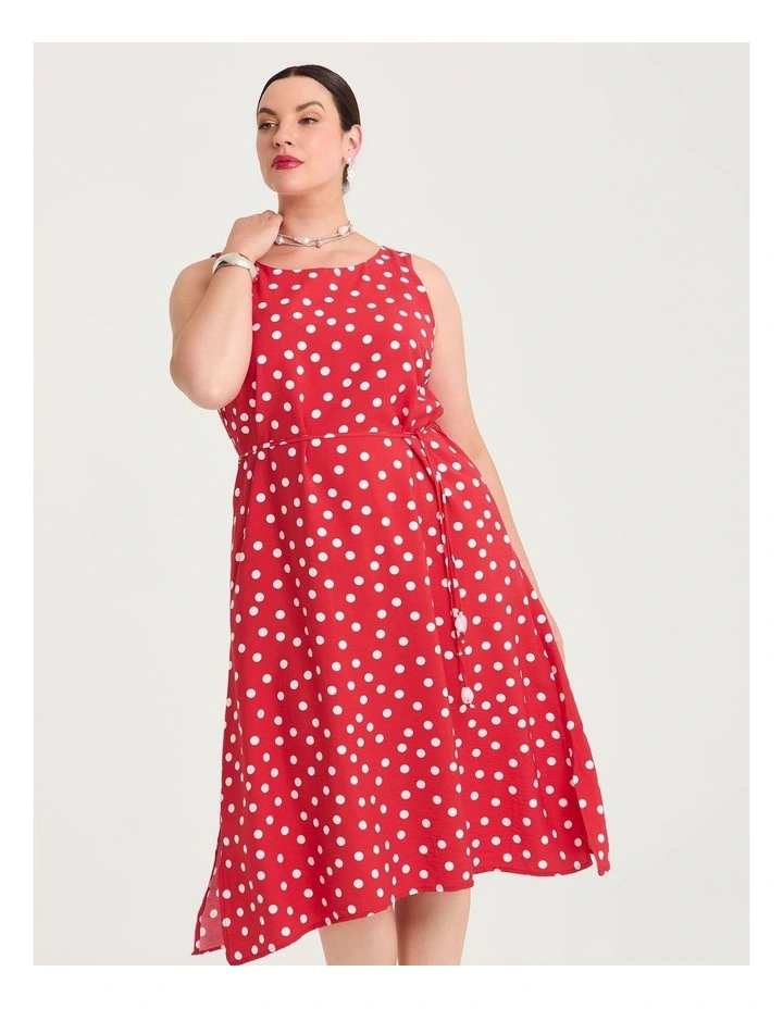 Julia Polka Dot Midi Dress Red/white image 3