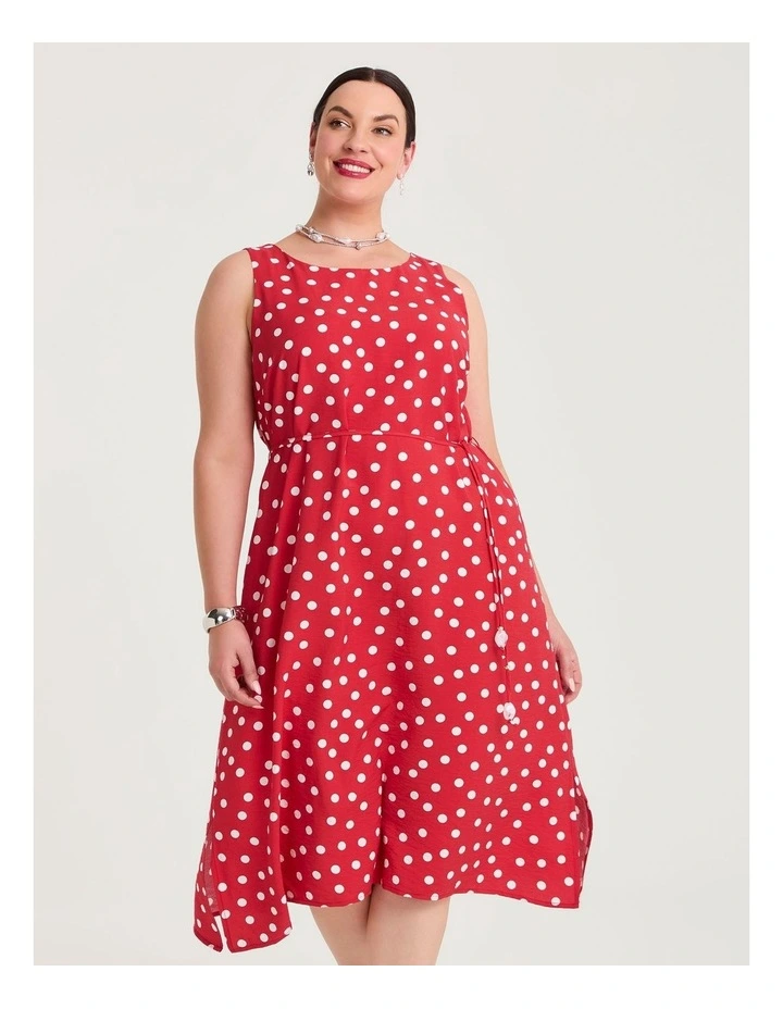 Julia Polka Dot Midi Dress Red/white image 4