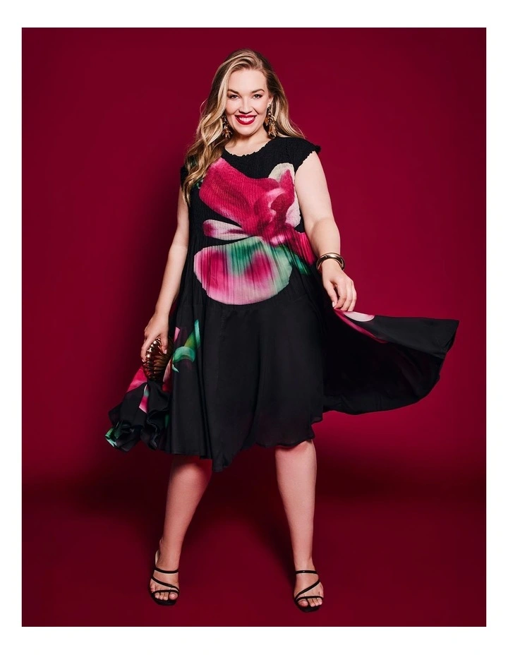 Plisse Chiffon Circle Swing Dress Print image 4