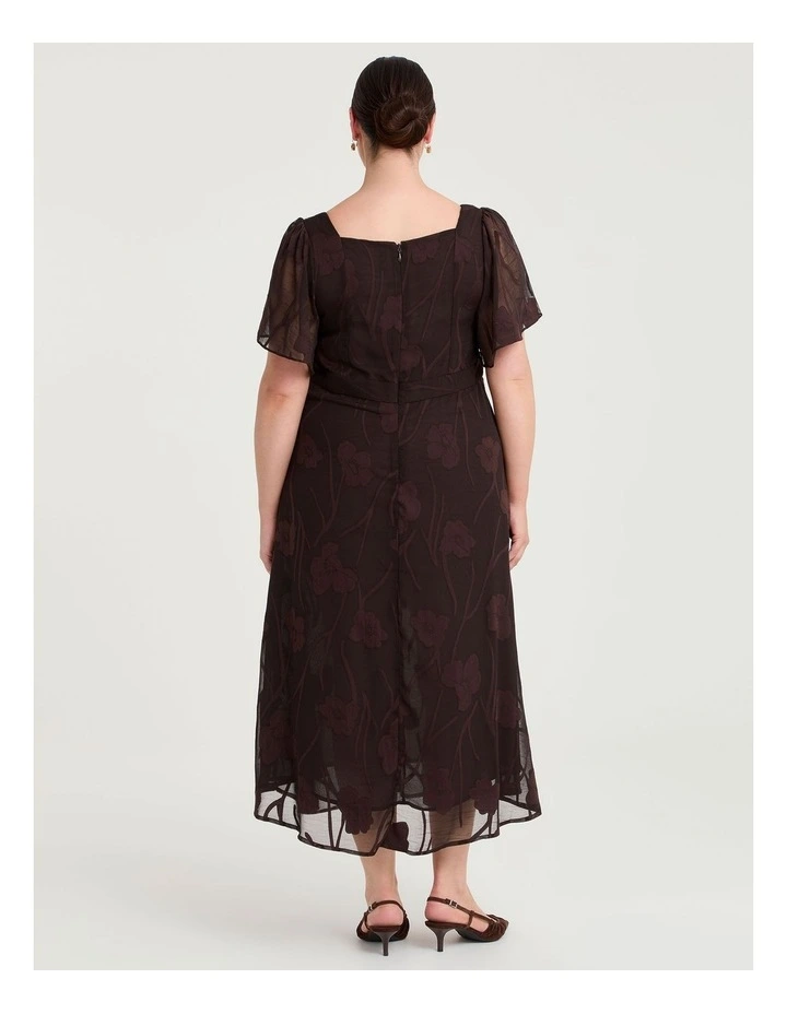 Floral Jacquard Cocktail Maxi Dress Chocolate image 2