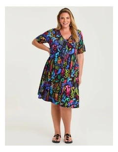 Natural Leni Brushstroke Dress Print