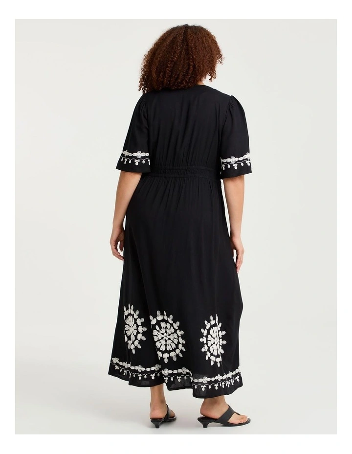 Natural Blaire Embroidered Dress Black image 2