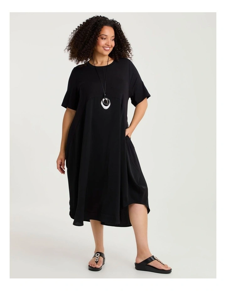 Natural Sadie Short Sleeves Spliced Dress image 1