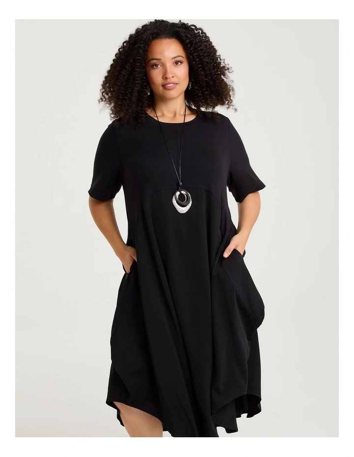 Natural Sadie Short Sleeves Spliced Dress image 3