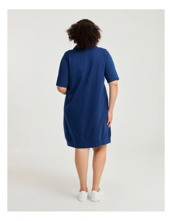 Zip Collar Short Sleeve Sweat Dress Storm image 2