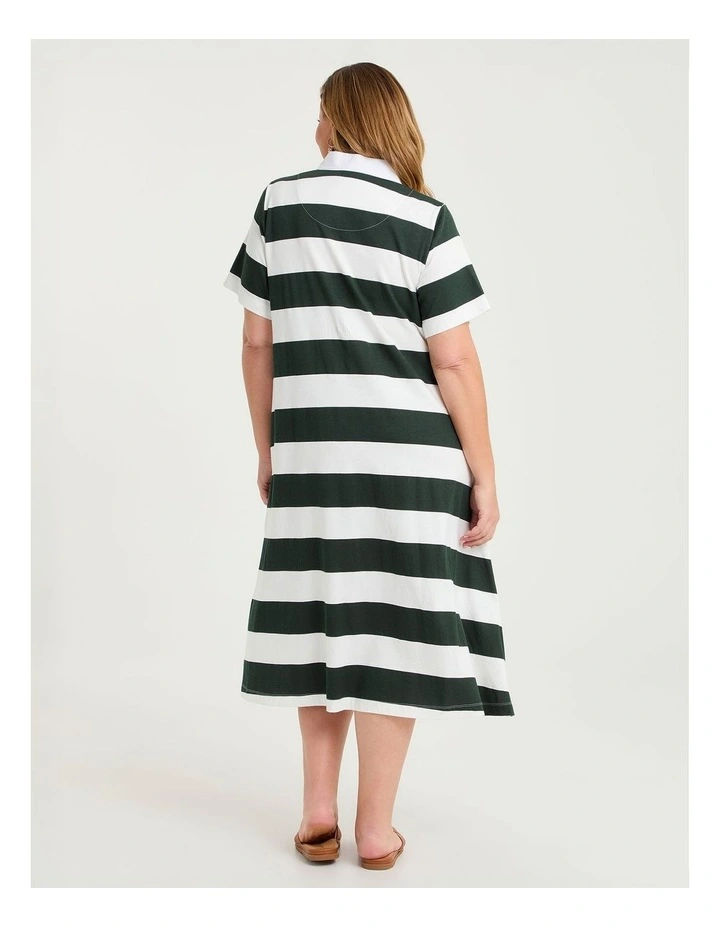 Cotton Maxi Polo Dress Sea Moss/off White image 2