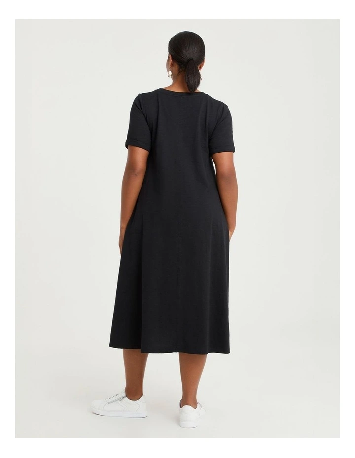Cotton Seam Detail Swing Dress Black image 2