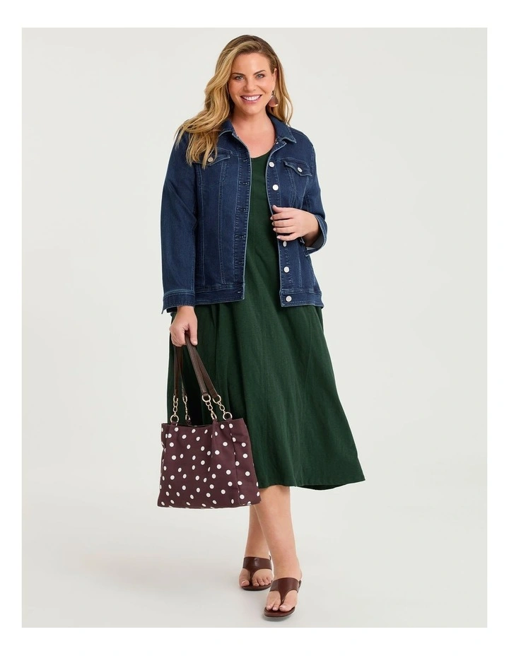 Cotton Seam Detail Swing Dress Sea Moss Green image 4