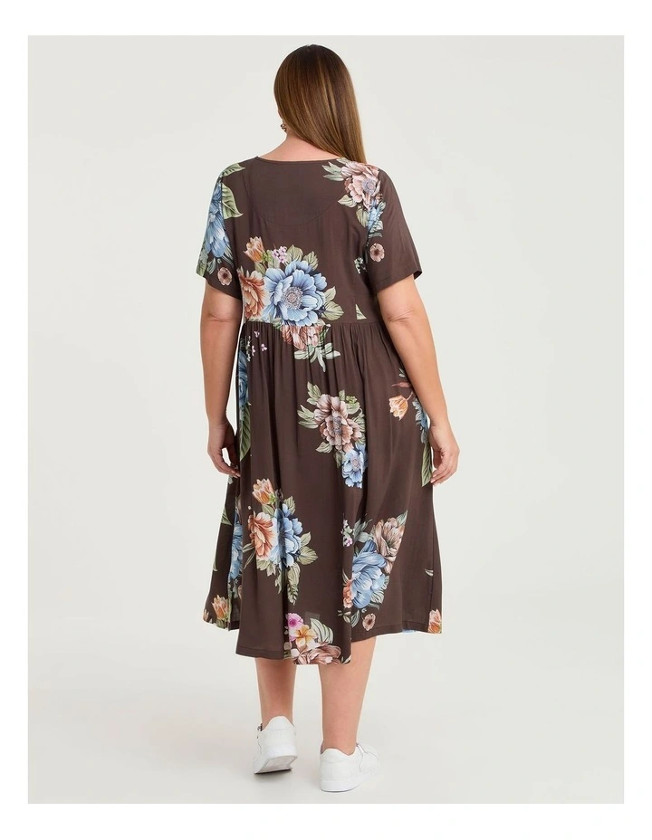 Natural Pocket Midi Dress Cocoa Bloom Print image 2