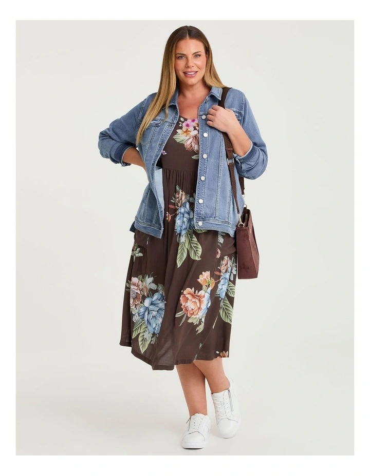 Natural Pocket Midi Dress Cocoa Bloom Print image 4