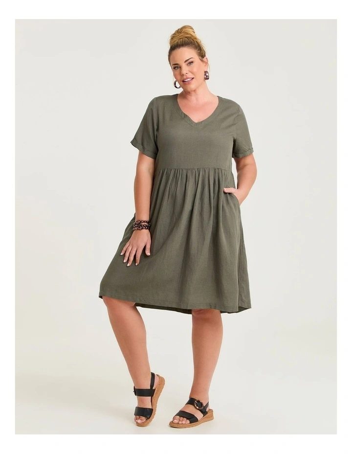 Linen Blend Holiday Pocket Dress Cypress image 1