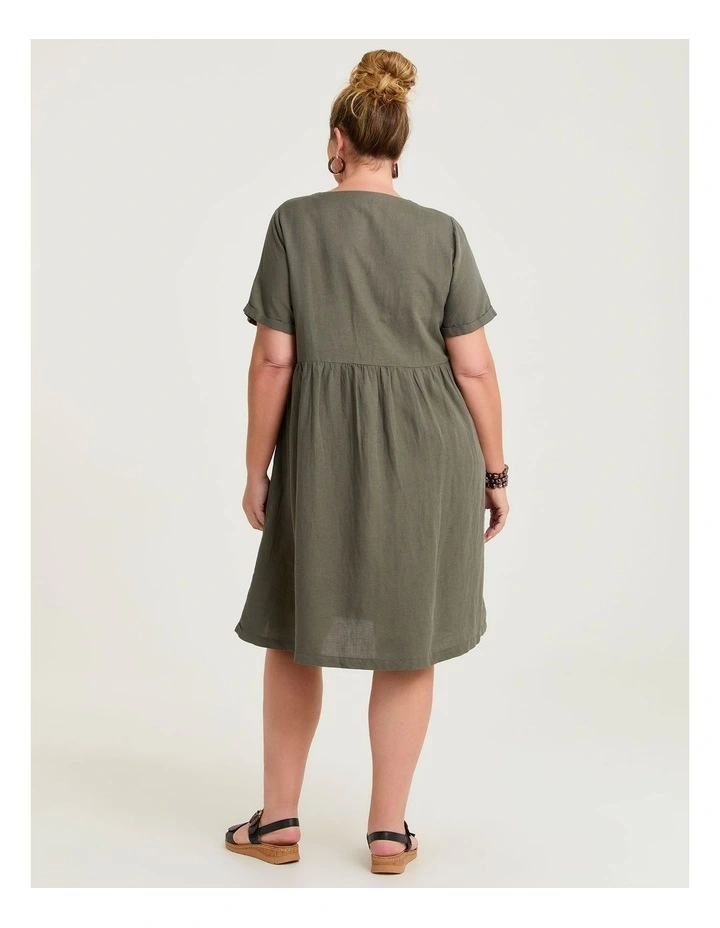 Linen Blend Holiday Pocket Dress Cypress image 2