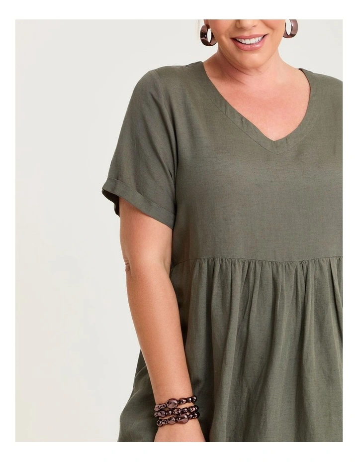 Linen Blend Holiday Pocket Dress Cypress image 3