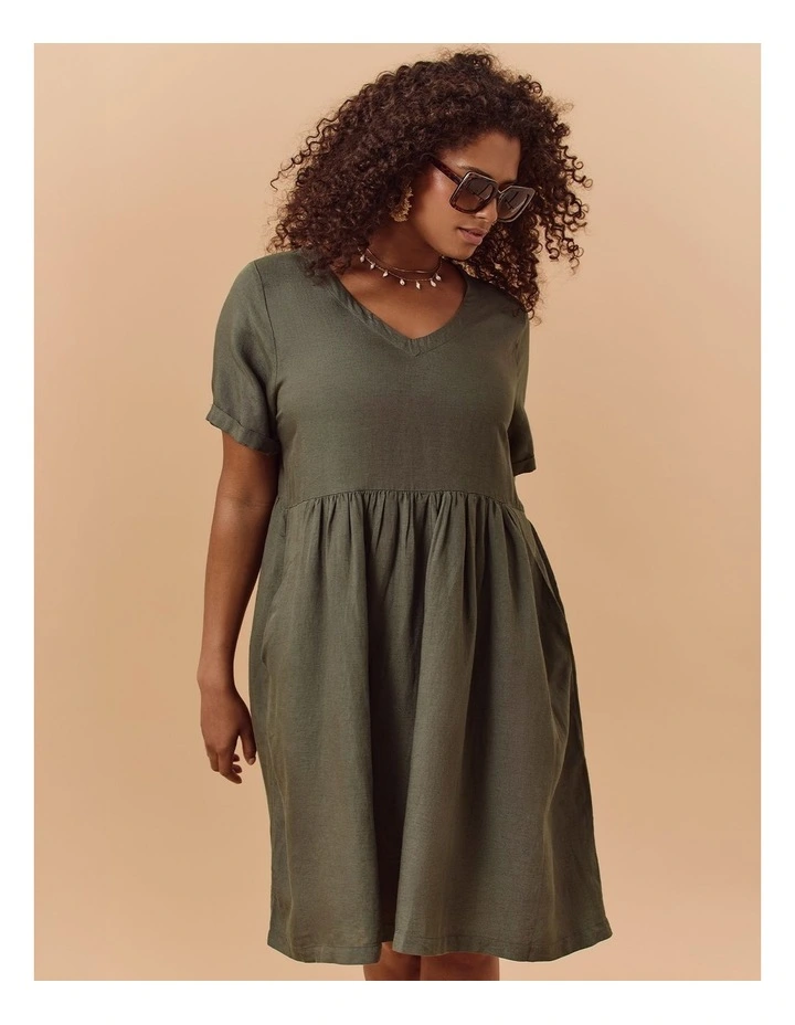 Linen Blend Holiday Pocket Dress Cypress image 5
