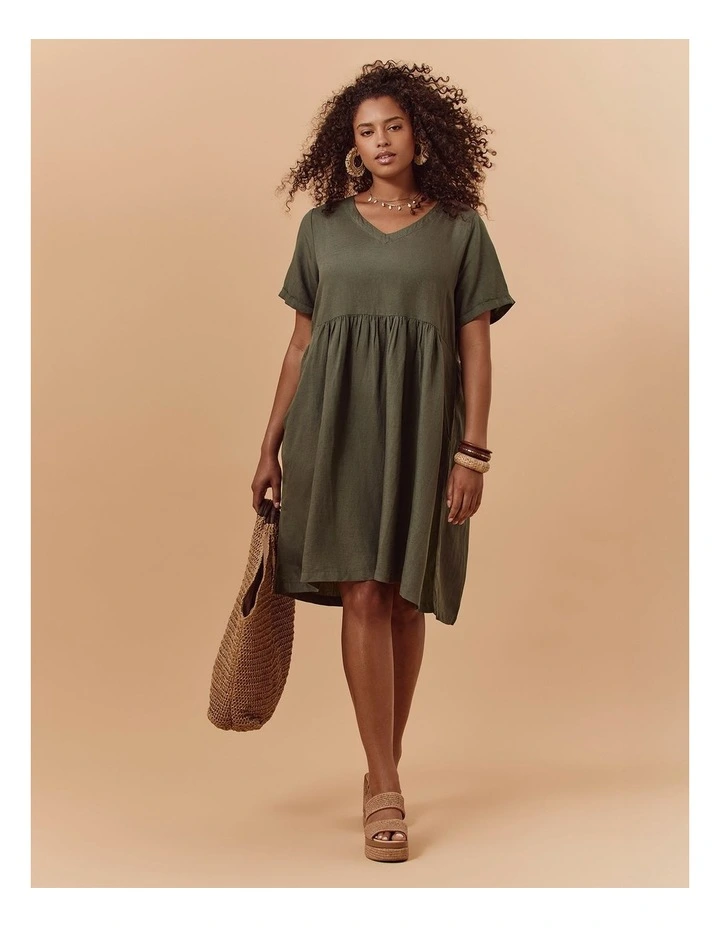 Linen Blend Holiday Pocket Dress Cypress image 6