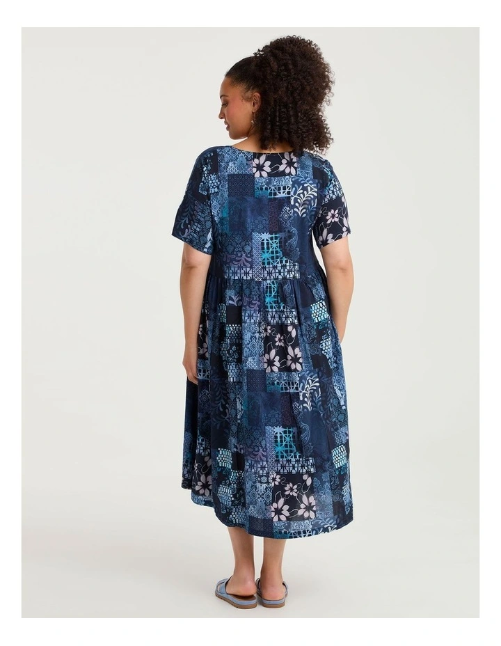Natural Pocket Midi Dress Patchwork Print image 2