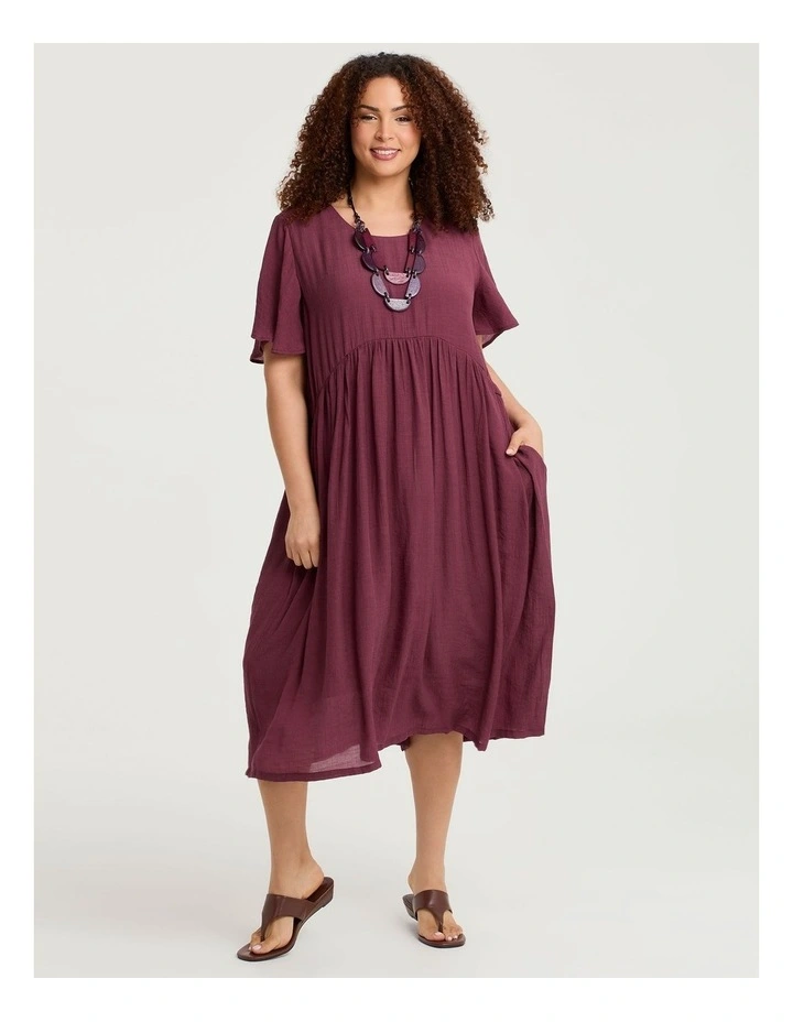 Christine Floaty Sleeve Dress in Beetroot image 1