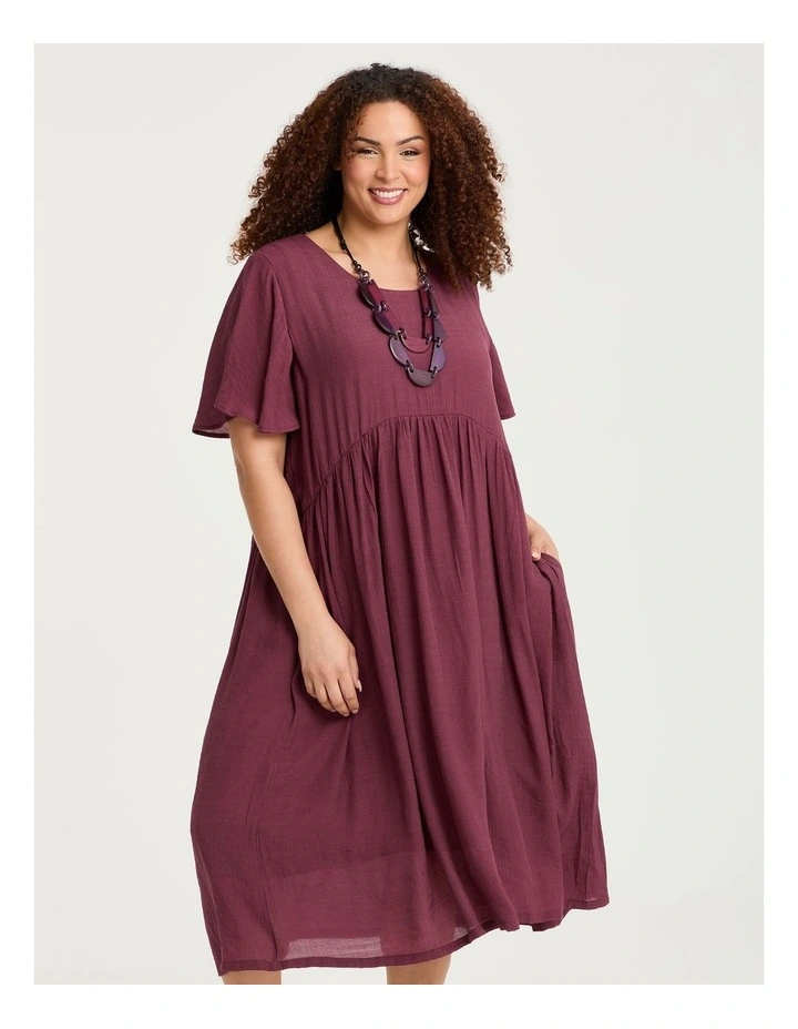 Christine Floaty Sleeve Dress in Beetroot image 3