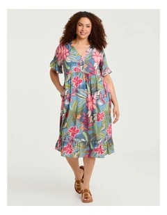Natural Getaway Floaty Dress Floral Jungle Print