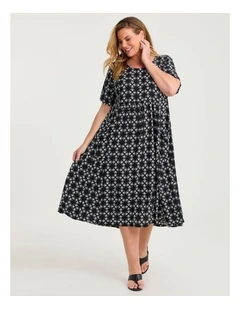 Natural Pocket Midi Dress Black/off White