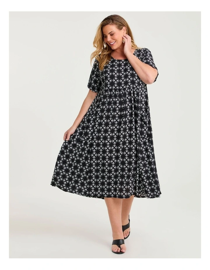 Natural Pocket Midi Dress Black/off White image 1