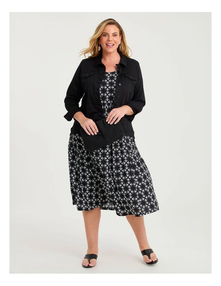 Natural Pocket Midi Dress Black/off White image 4
