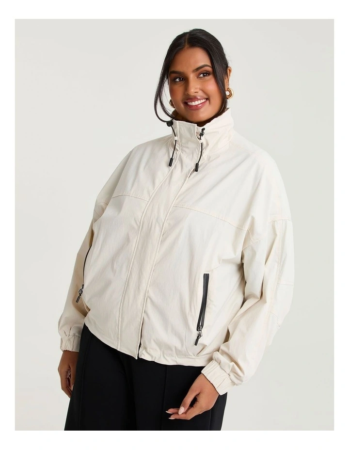 Funnel Neck Windbreaker Jacket Parchment image 3