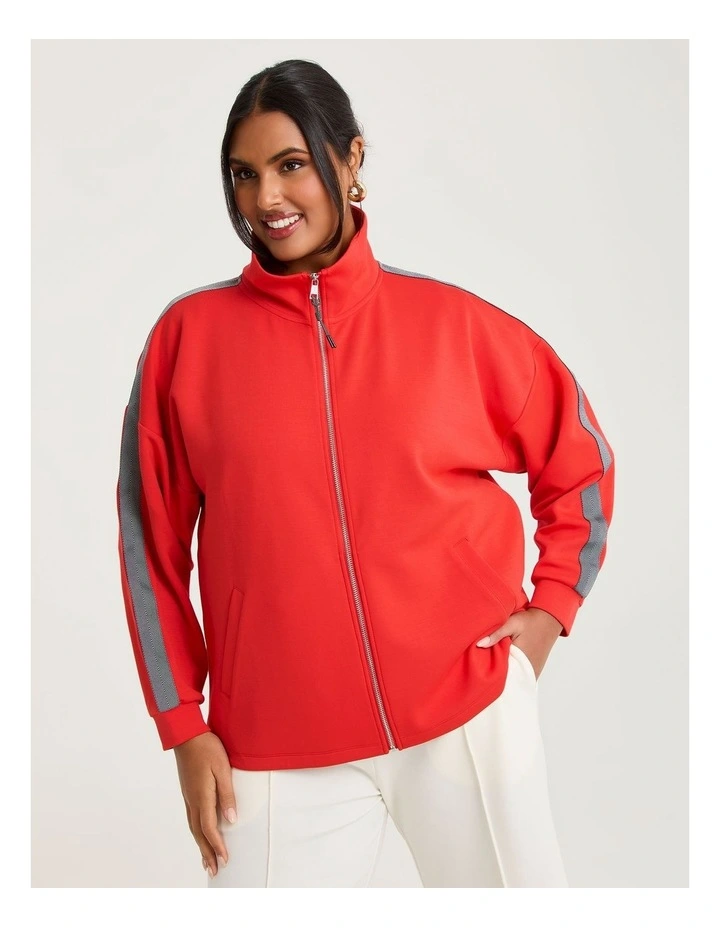 Luxe Touch Tape Detail Jacket Red image 1