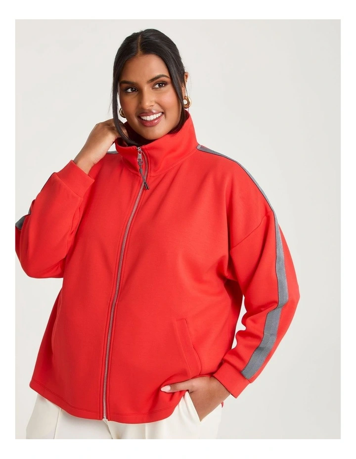 Luxe Touch Tape Detail Jacket Red image 3