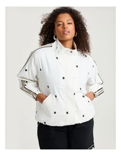 Polka Dot Stripe Trim Jacket Off White/black