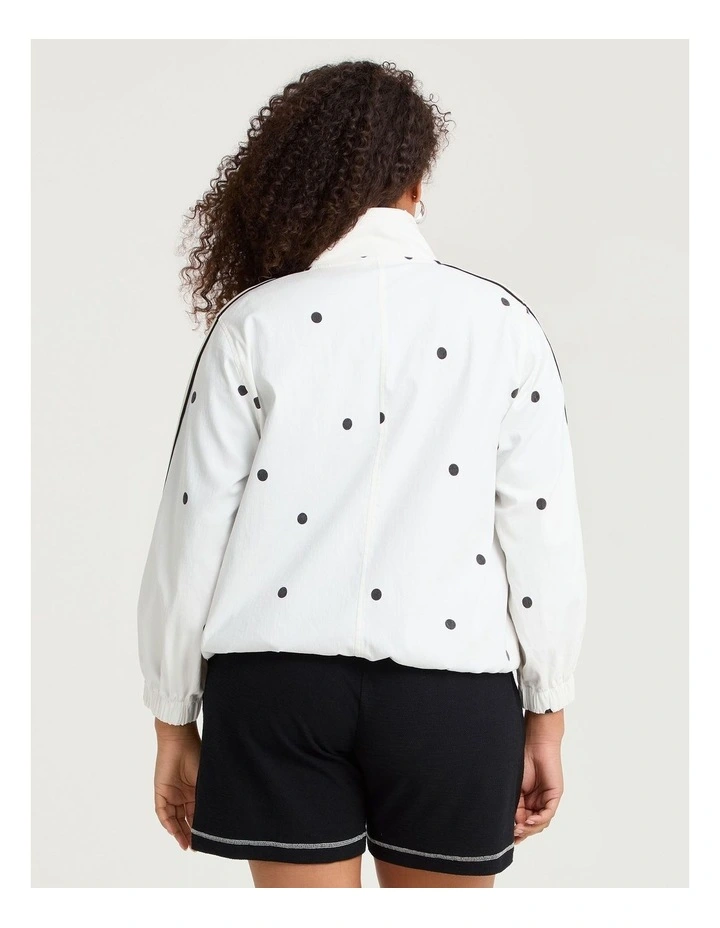 Polka Dot Stripe Trim Jacket Off White/black image 2