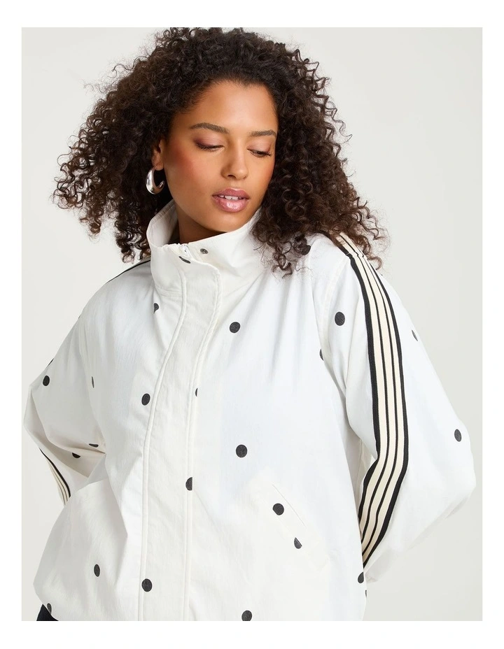 Polka Dot Stripe Trim Jacket Off White/black image 3