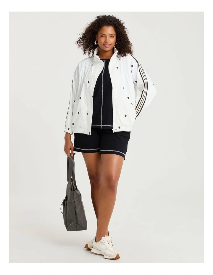 Polka Dot Stripe Trim Jacket Off White/black image 4