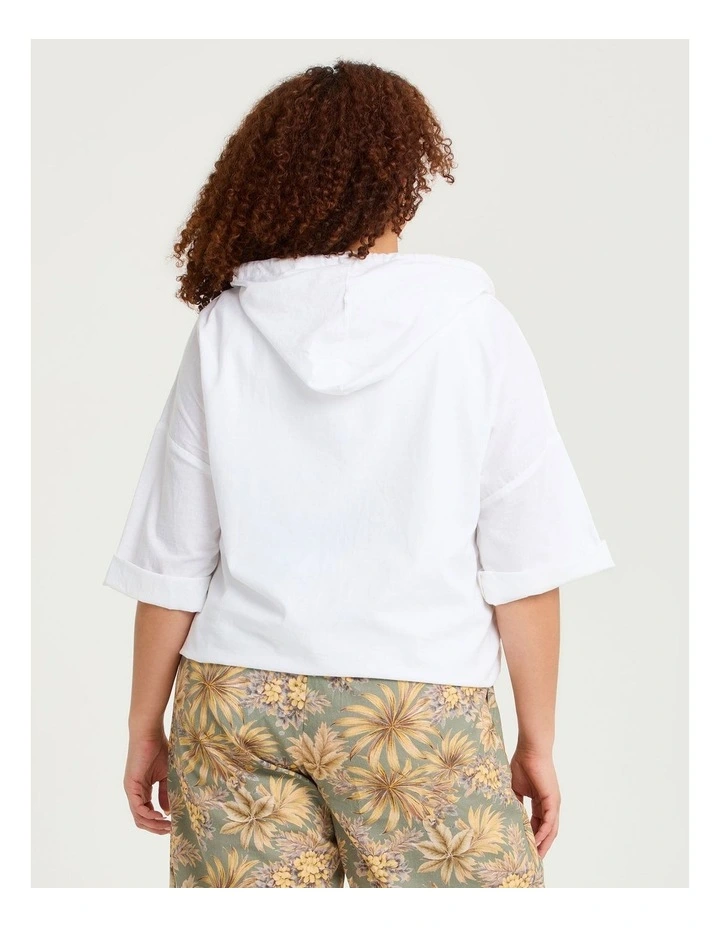 Cotton Linen Hood Jacket White image 2