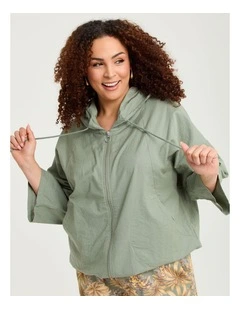Cotton Linen Hood Jacket Light Khaki