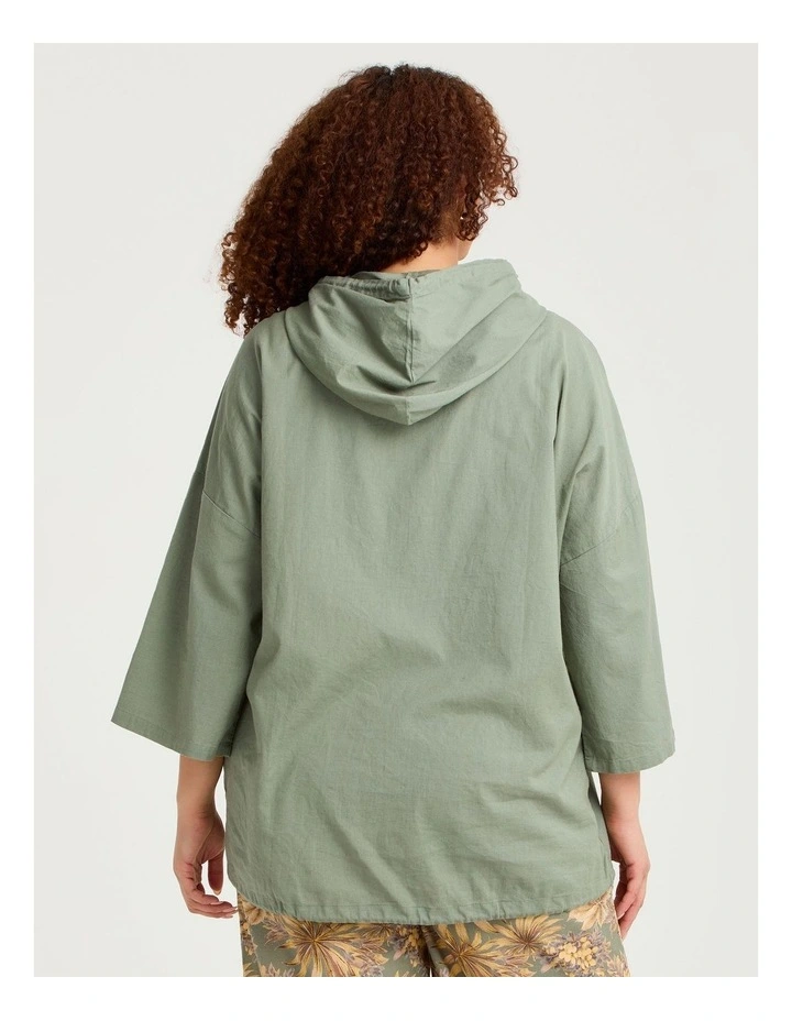 Cotton Linen Hood Jacket Light Khaki image 2