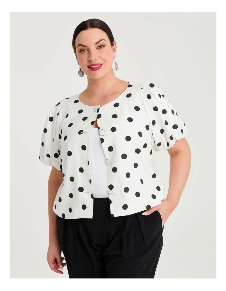 Julia Polka Dot Bolero Jacket White/black image 1
