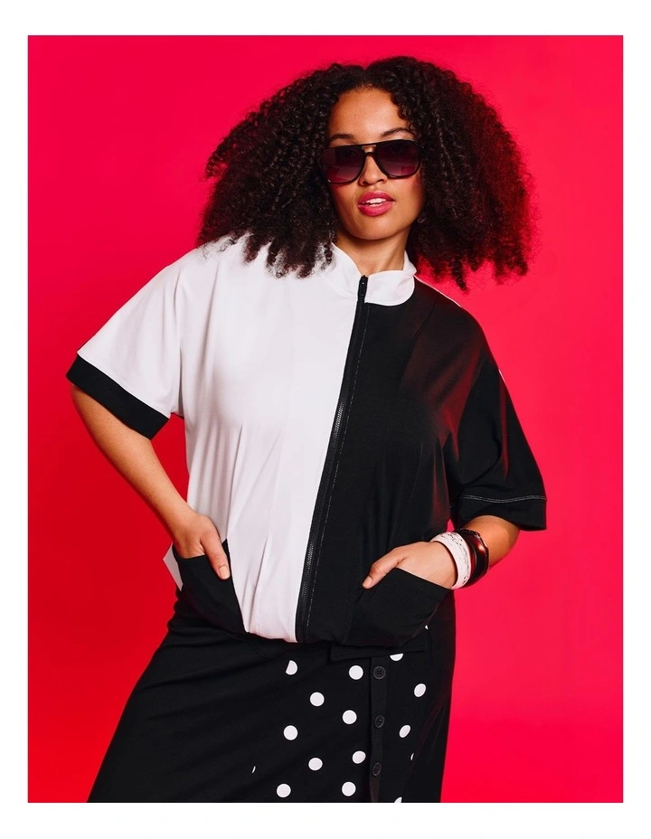 Pima Cotton Summer Duo Jacket in Black/white image 4