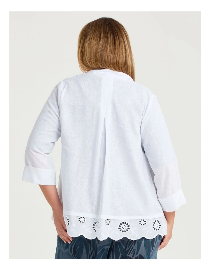 Linen Alexa Broderie Jacket in White image 2