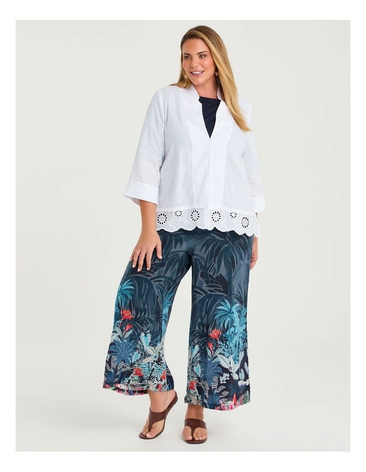 Linen Alexa Broderie Jacket in White image 3