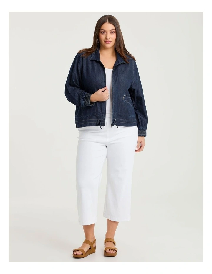 Cotton Lyocell Funnel Neck Jacket Dark Ink Wash image 4