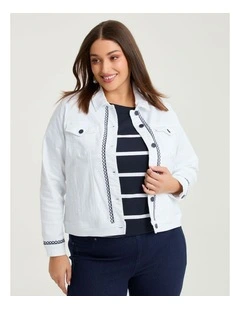 Cotton Embroidery Denim Jacket White
