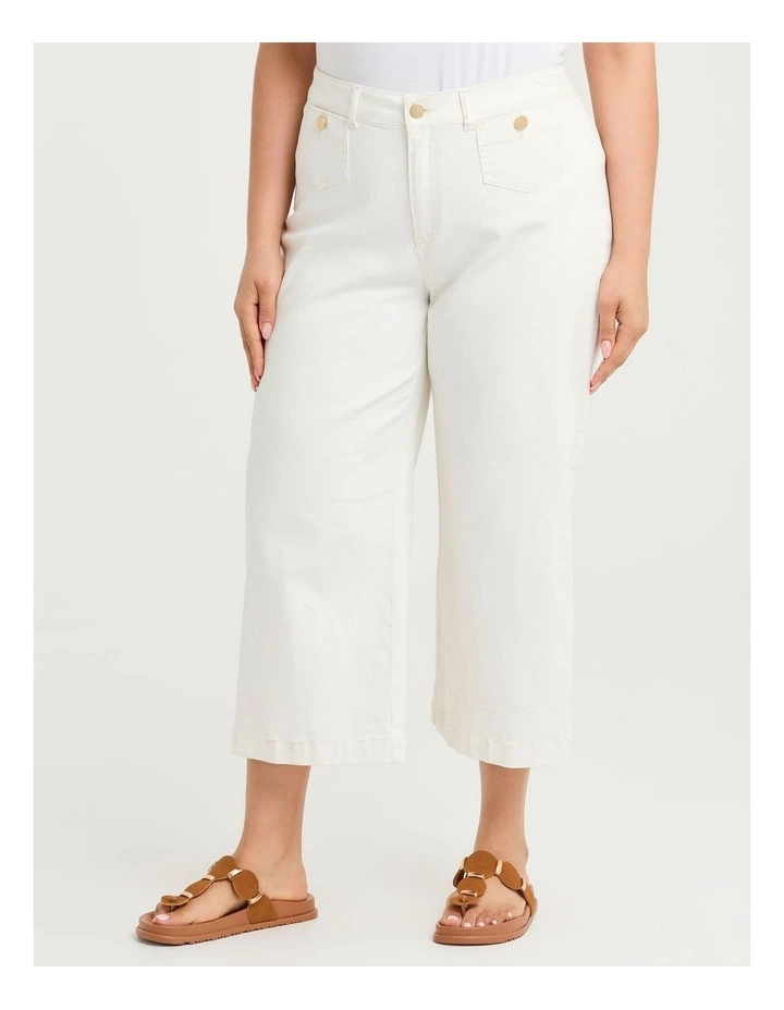 Pocket Detail Wide Leg Crop Jean Cloud Dancer image 3